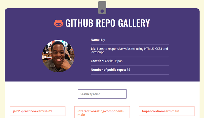 Github repo gallery